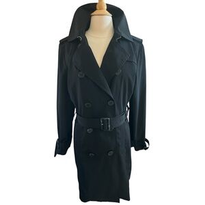 London Fog Black Double Breasted Trench Coat Size M